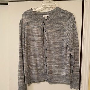 Croft and Barrow Cardigan Size PM Navy blue and white stripes